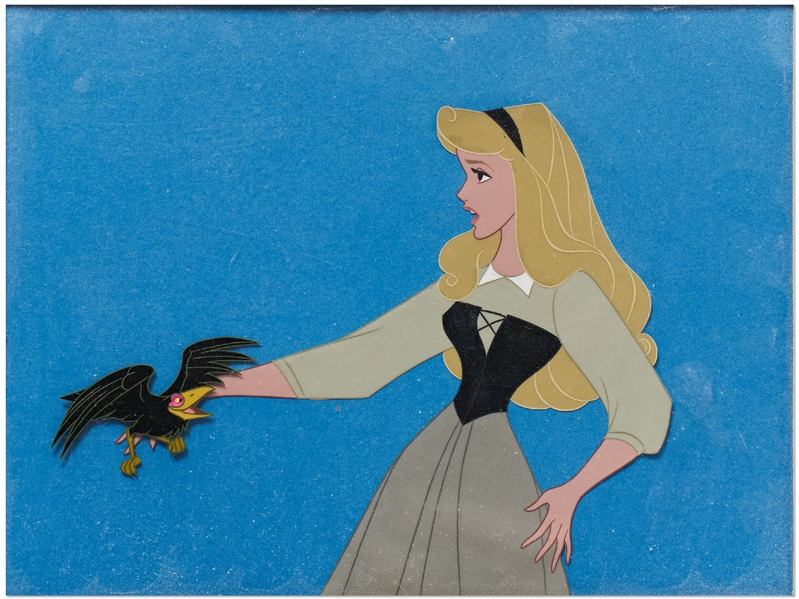 Original ''Sleeping Beauty'' Disney Cels of Aurora with Diablo the Raven