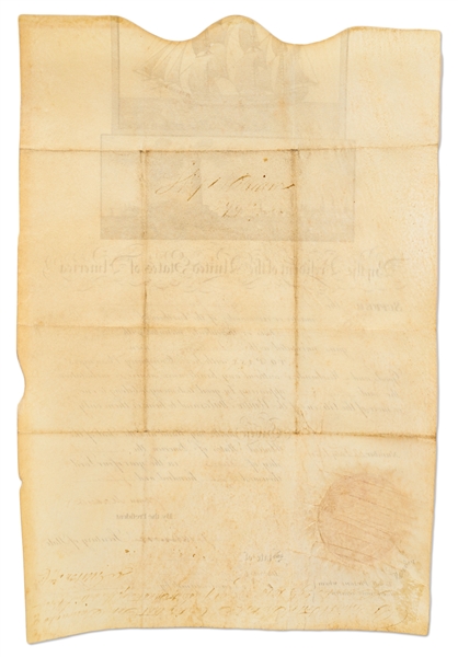 James Madison Ship's Papers Signed as President -- Countersigned by James Monroe as Secretary of State