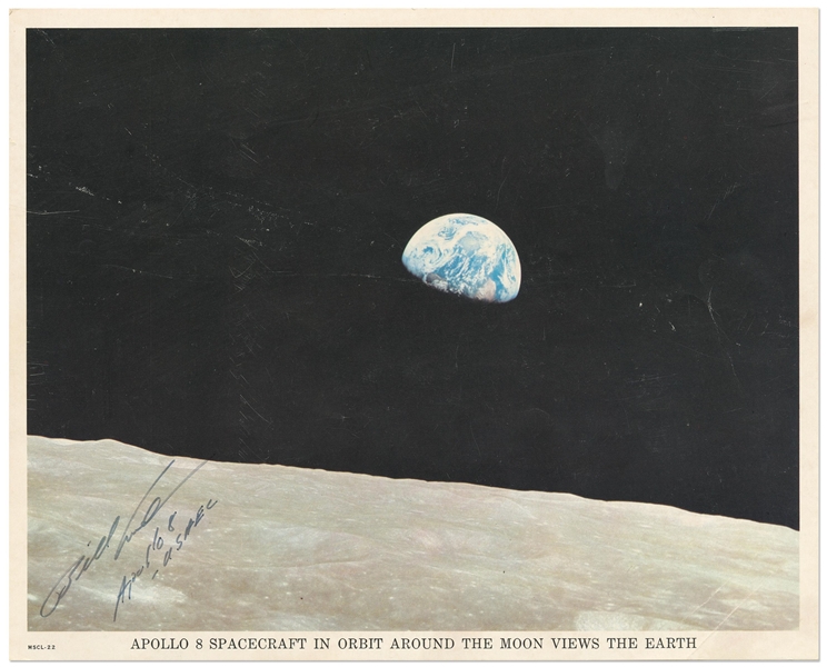 Bill Anders Signed Earthrise Photo -- Anders Captured the Famous Image During the Apollo 8 Mission