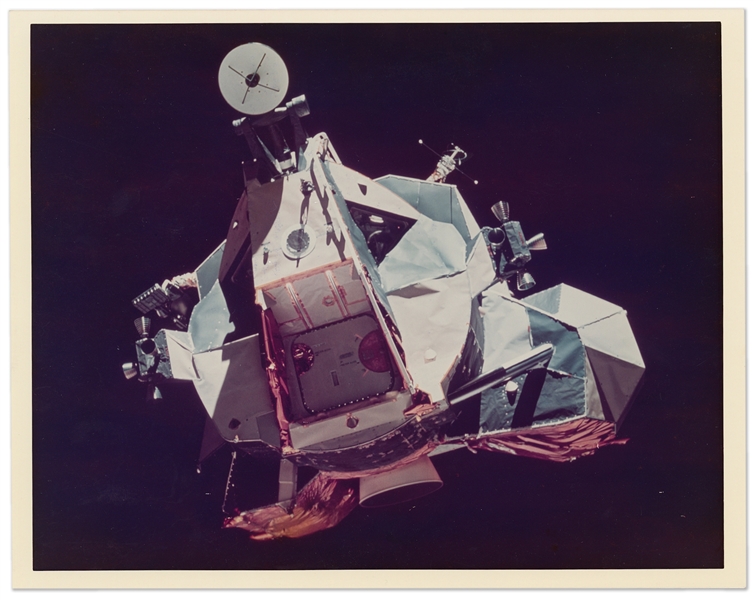 Gorgeous NASA Photo of the Apollo 17 Lunar Module in the Ascent Stage -- On ''A Kodak Paper'' in Near Fine Condition