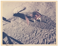 Black Number NASA Photo from the Apollo 14 Mission, Showing the U.S. Flag and MET, Taken from the Lunar Module