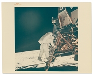 Apollo 11 Red Number NASA Photo of Buzz Aldrin Descending the Ladder Onto the Lunar Surface -- Printed on A Kodak Paper