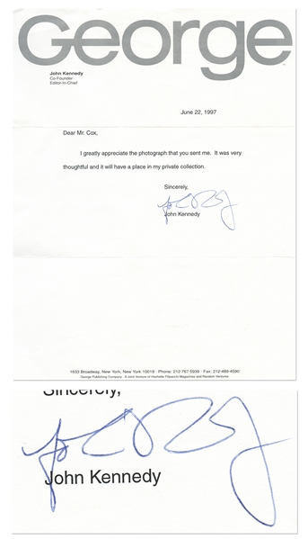 John F. Kennedy Jr. Letter Signed on George Stationery -- With PSA/DNA COA