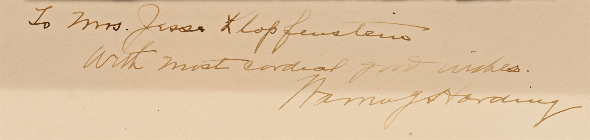 Warren Harding Signed 10.875'' x 13.75'' Photo