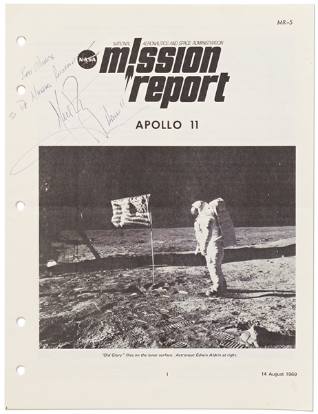 Neil Armstrong Signed Apollo 11 Mission Report -- Armstrong Adds ''Apollo 11'' to His Signature