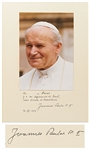 Large Photo of Pope John Paul II Signed on the Presentation Mat -- Measures 13 x 18 -- With University Archives COA
