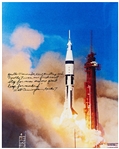 Walter Cunningham Signed 16 x 20 Photo of the Apollo 7 Liftoff -- ...Apollo 7 was our first small step for man and one giant leap for mankind...