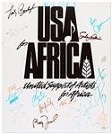 Historic USA for Africa Poster Signed by 19 Musical Artists From the 1985 Charity Single We Are The World -- Including Michael Jackson & Billy Joel
