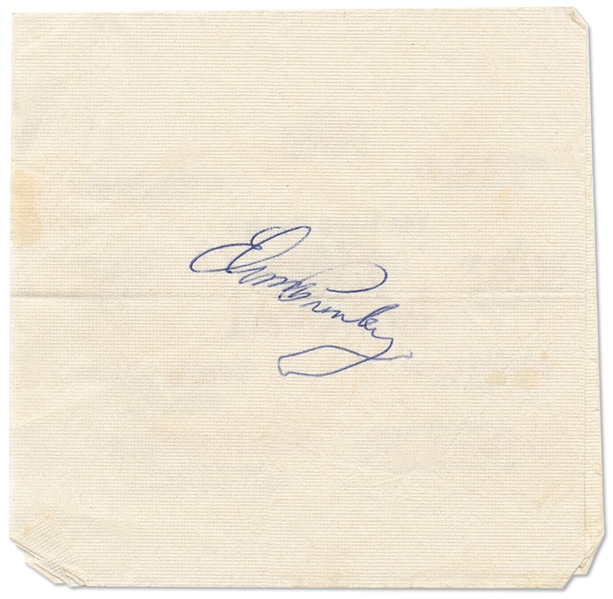 Elvis Presley Signed Napkin -- With Epperson COA