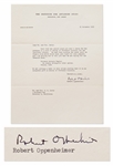 Robert Oppenheimer Letter Signed -- Regarding a Book to Honor the Memory of Albert Einstein