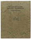 Jonas Salk Signed Polio Vaccination Report