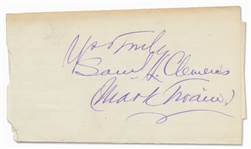 Mark Twain Dual-Signed Signature as Mark Twain and Samuel Clemens -- Without Inscription