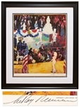 LeRoy Neiman Signed Lithograph of The Presidents Birthday Party -- Depicting Marilyn Monroes Famous Serenade of Happy Birthday to You for JFK