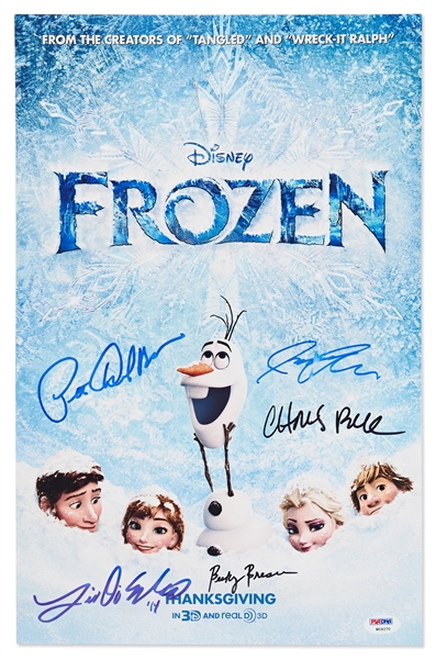 ''Frozen'' Cast-Signed 11'' x 17'' Poster Photo -- Signed by Directors Jennifer Lee and Chris Buck, Animators Rebecca Bresee and Lino DiSalvo & Producer Peter Del Vecho -- With PSA/DNA COA
