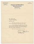 Clare Boothe Luce Letter Signed from 1944 on U.S. Congressional Letterhead Regarding the Palestine White Paper