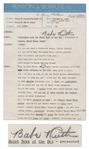 Babe Ruth Signed Ad Copy for the First Episode of The Colgate Sports Newsreel in 1939