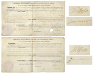 Lot of Two Land Grants Signed by Thomas Jefferson as President and James Madison as Secretary of State
