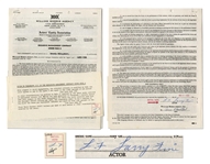 Lot of Moe Howard and Larry Fine Signed Items -- Includes 6 Larry Fine Signed Contracts and a Moe Howard Signed Check Paid to Larry Fine