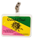 Grateful Dead Backstage Pass from the 20 June 1988 Show in Wisconsin