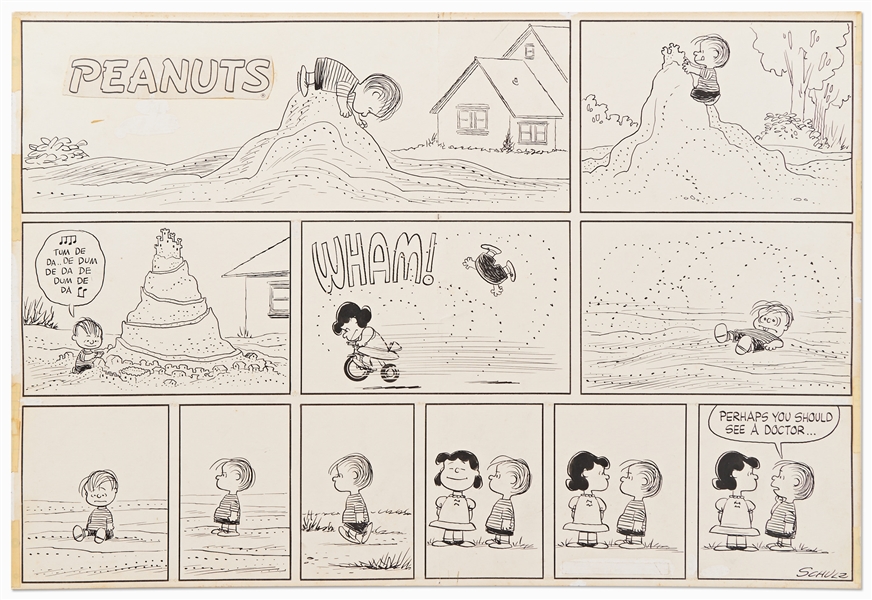 Charles Schulz Original Hand-Drawn ''Peanuts'' Sunday Comic Strip -- Early Strip from 1959