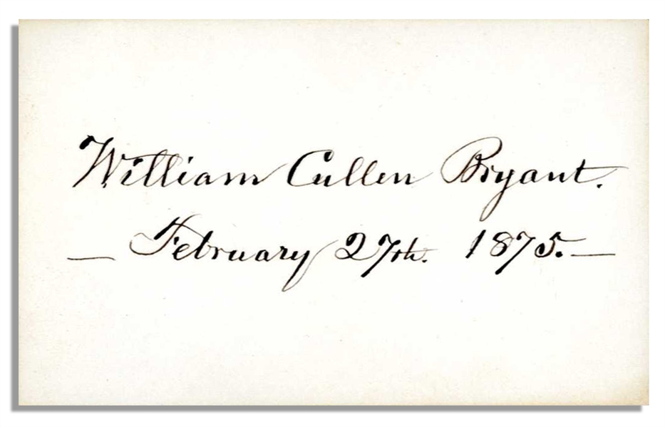 Poet & New York Evening Post Editor William Cullen Bryant Signature