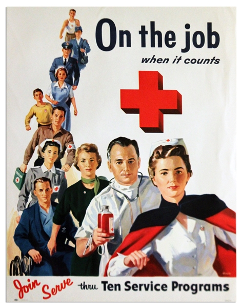 Vintage Red Cross Poster -- ''On The Job''
