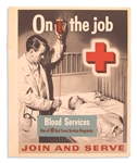 Vintage Red Cross On the Job Series Poster -- Blood Services