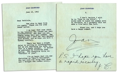 Joan Crawford Letter Signed With Autograph Postscript -- ...Im so happy that you saw Christina on Heres Hollywood. She had such fun doing that show, and I thought she looked lovely...