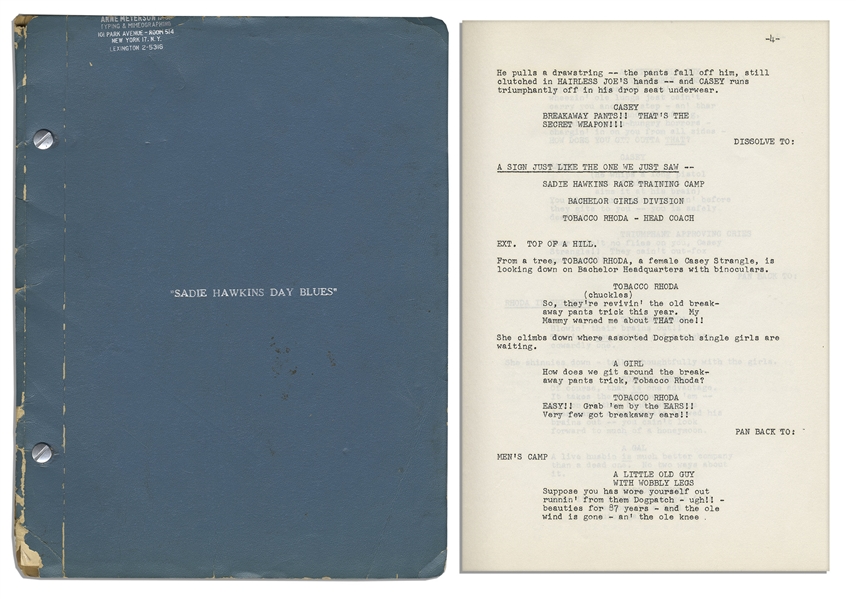 Lil Abner Creator, Al Capps Personally Owned Copy of His Script Sadie Hawkins Day Blues