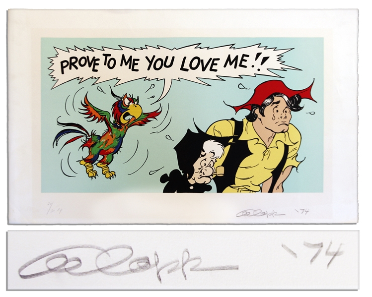 Lil Abner Artist Proof Featuring Lil Abner & Mammy -- Signed Al Capp 74 in Pencil & Numbered 20/30 AP -- Measures 36.5 x 22.5 -- Very Good -- From the Al Capp Estate