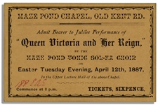 Queen Victoria Diamond Jubilee Concert Ticket From 1897