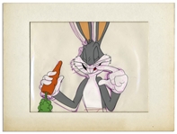 Bugs Bunny Animation Cel -- A Rare Work in Progress, With Pencil Sketch of Bugs Underneath the Cel -- Owned by Ray Bradbury