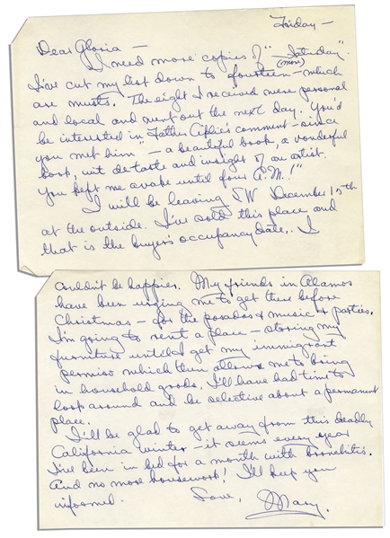 Mary Astor Autograph Letter Signed to Her Agent Regarding Her Novel A Place Called Saturday