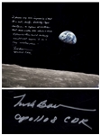 Frank Borman Signed 20 x 16 Photo, With His Thoughts About the Moon: ...its a vast, lonely, forbidding-type existence...