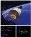 James Lovell and Frank Borman Signed 20 x 16 Photo of the Golden Ribbons Gemini VII Spacecraft