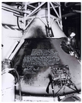 Apollo 16 Moonwalker Charlie Duke Signed 16 x 20 Photo of the Destroyed Apollo 1 Command Module -- Duke Served on the Post-Fire Team to Improve Safety for the Apollo Astronauts