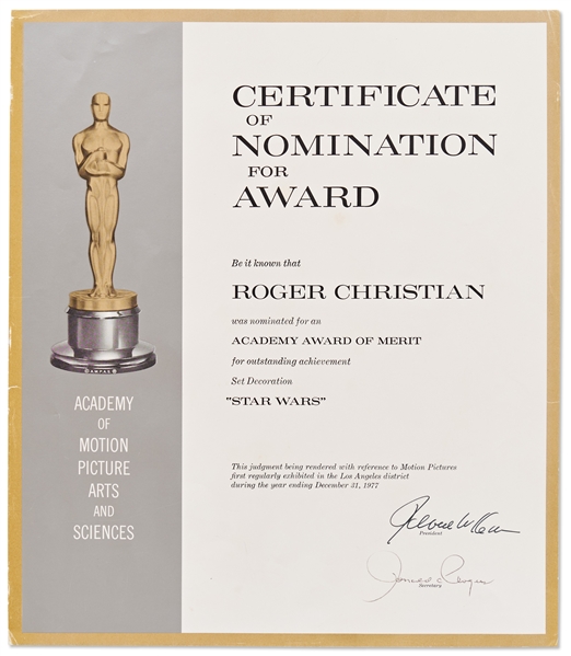 ''Star Wars'' Academy Award Nomination -- Awarded to Production Designer Roger Christian Who Won the Academy Award for ''Star Wars''