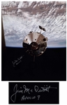 James McDivitt Signed 20 x 16 Photo From the Apollo 9 Mission, Showing the Command Module in Earths Orbit