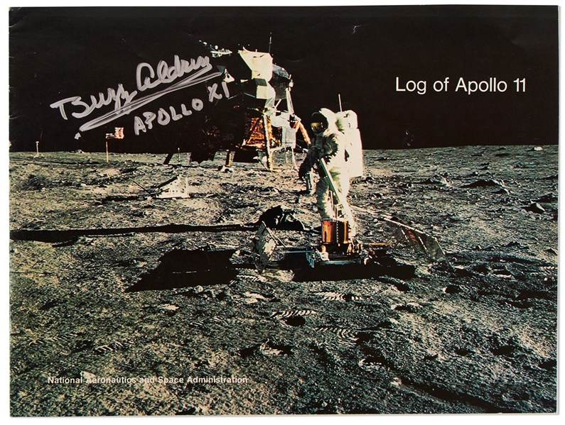 Buzz Aldrin Signed Apollo 11 Log -- From Aldrins Personal Collection