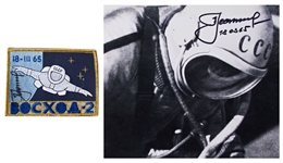 Alexei Leonov Signed Photo and Mission Patch From Voskhod 2 Where Leonov Made the First Spacewalk