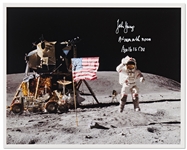 John Young Signed Photo of Him Jumping on the Moon