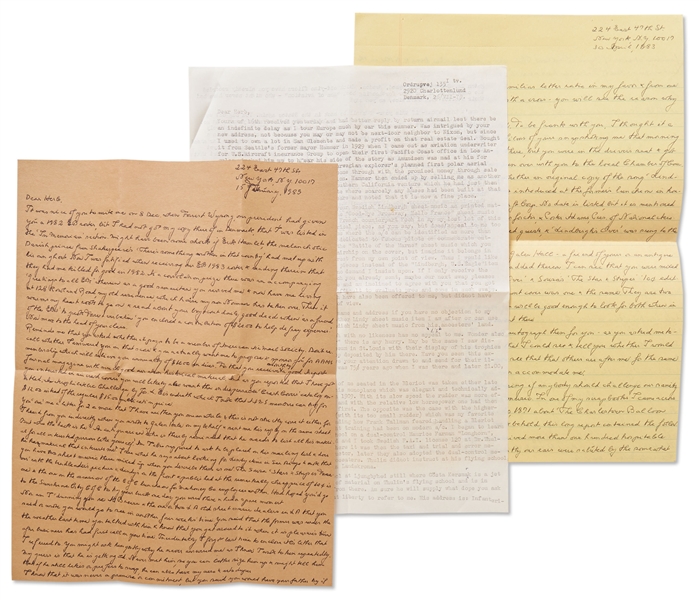 Large Archive from Erik Hildesheim, One of the Early 20th Century Aviation Pioneers -- Includes 2 Signed Photos, 11 Autograph Letters Signed & 12 Typed Letters Signed