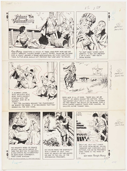 John Cullen Murphy ''Prince Valiant'' Sunday Comic Strip Original Artwork -- #2315 Dated 21 June 1981