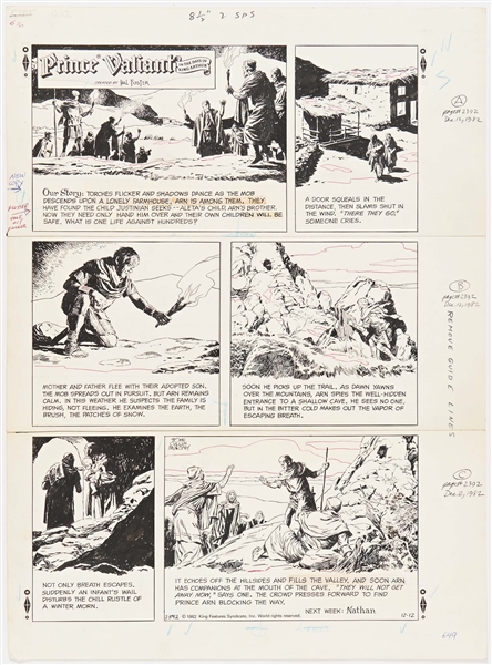 John Cullen Murphy ''Prince Valiant'' Sunday Comic Strip Original Artwork -- #2392 Dated 12 December 1982