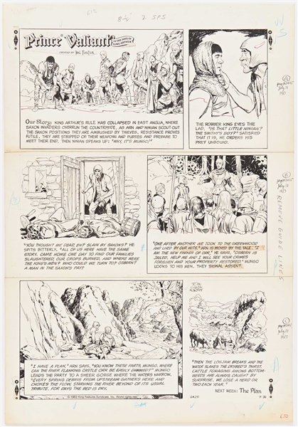 John Cullen Murphy ''Prince Valiant'' Sunday Comic Strip Original Artwork -- #2425 Dated 31 July 1983