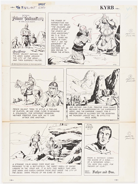 John Cullen Murphy ''Prince Valiant'' Sunday Comic Strip Original Artwork -- #2732 Dated 18 June 1989