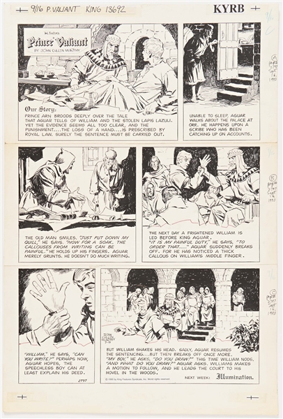 John Cullen Murphy ''Prince Valiant'' Sunday Comic Strip Original Artwork -- #2797 Dated 16 September 1990