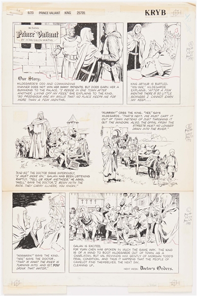 John Cullen Murphy ''Prince Valiant'' Sunday Comic Strip Original Artwork -- #2837 Published 23 June 1991