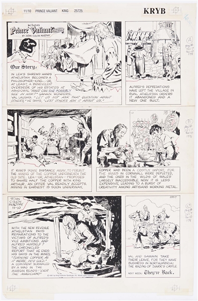 John Cullen Murphy ''Prince Valiant'' Sunday Comic Strip Original Artwork -- #2857 Dated 10 November 1991
