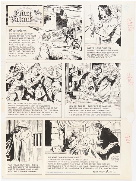 John Cullen Murphy ''Prince Valiant'' Sunday Comic Strip Original Artwork -- #3132 Dated 16 February 1997